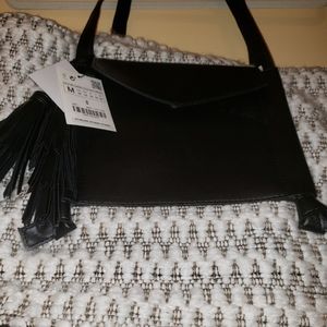 Zara Large Tote Faux Leather & Wooly Cloth